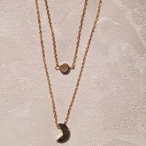 Gold moon and sun layered necklace